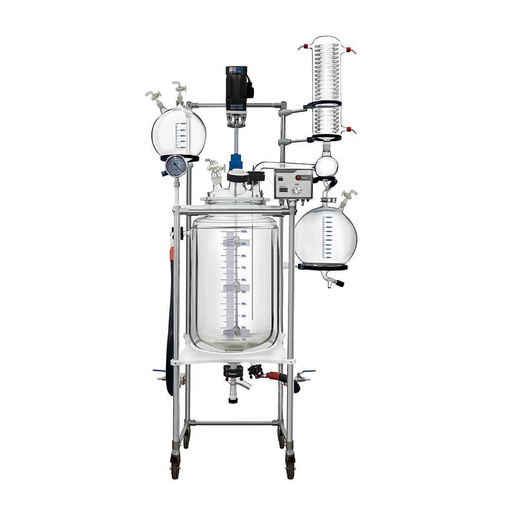 West Tune High quality WT-R 100L Glass Single Jacketed Reactor For Crystallization and Reaction - ExtractionSolution